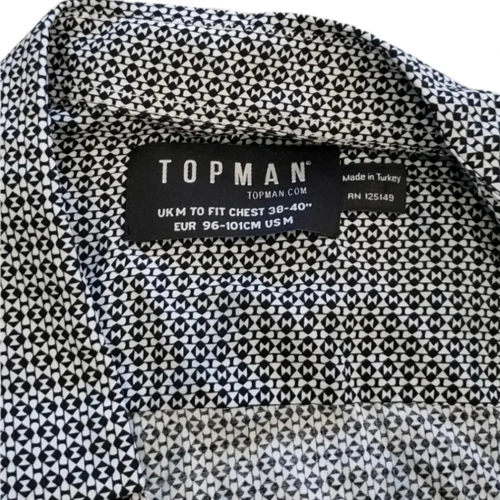Topman Black White Viscose Patterned Shirt M